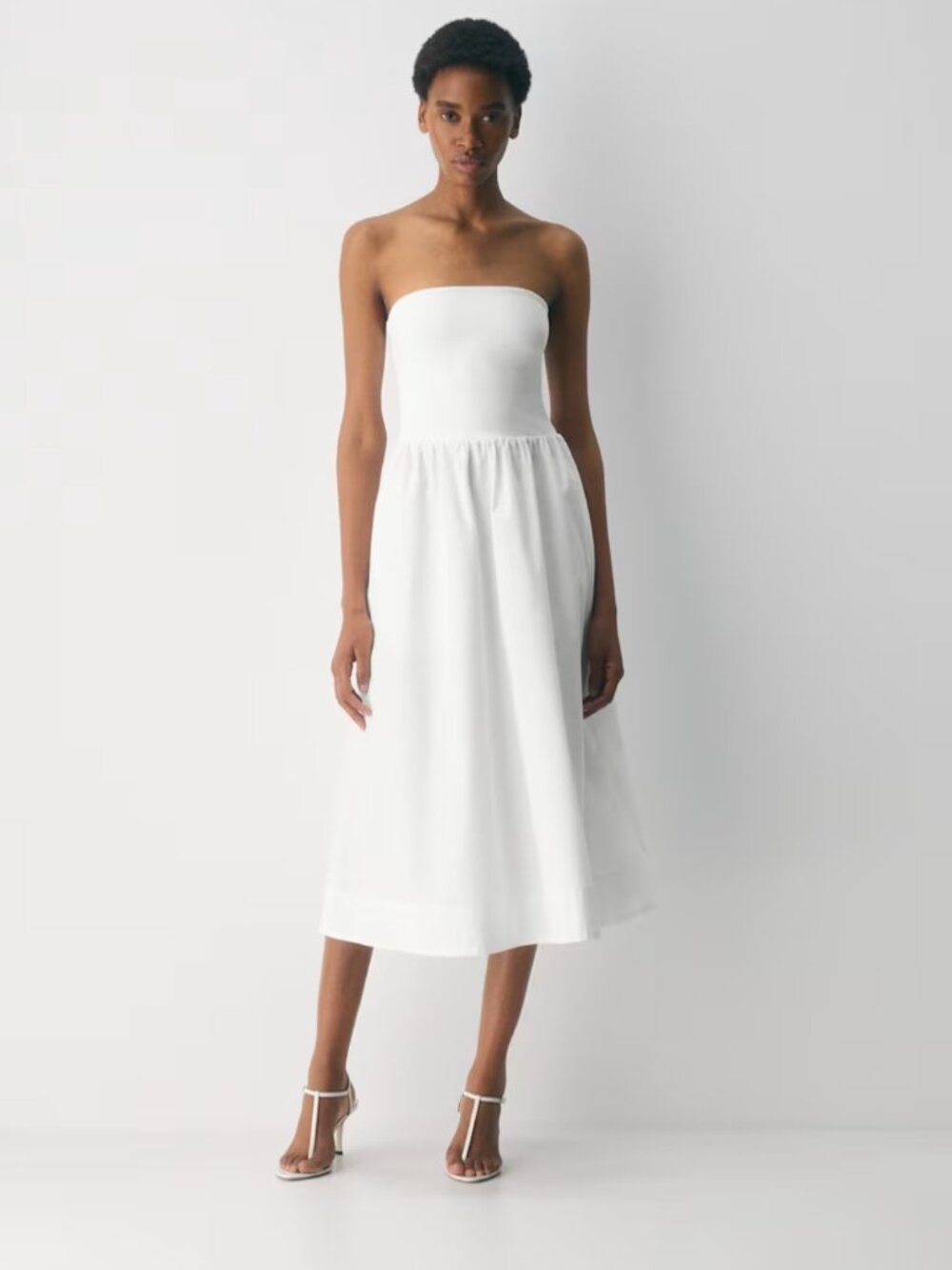 NWT Aritzia FLUID Poplin Dress Skyline White L